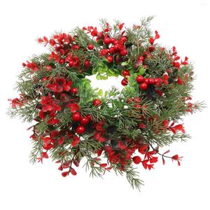 Flores decorativas Guirnalda Navidad Doorwreathsfront Colgante Guirnalda Exterior Berry Windows Artificial Rojo Fiesta de invierno Colgando Vacaciones