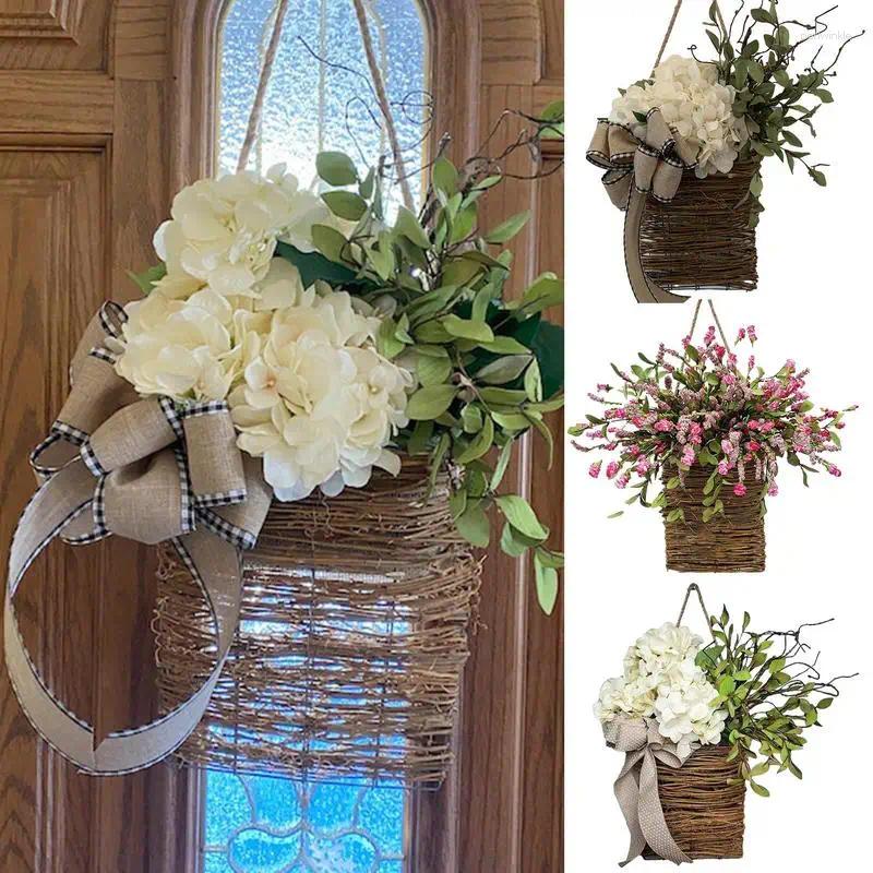 Decorative Flowers Wreath Colorful Spring Summer Floral Wall Window Front Door Wedding Hanging Ornaments Changeable Wreaths For
