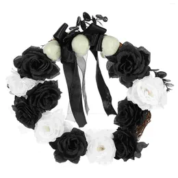 Decoratieve bloemen krans decoraties deur hangende bloemen -outdoor prop hanger party spook witte slinger zwarte roman rose