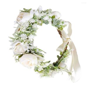 Decoratieve bloemen krans delicate parel bruiloft haaraccessoires de hangdoekstoffen babysbride bruid mevrouw hoofdbanden