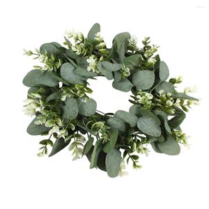 Decoratieve bloemen krans eucalyptus deur nepbladeren kunstmatige slingergarland blad front lente kerstkransen faux bloem bloemen groen