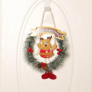 Decoratieve bloemen krans verse kerstfamilie decoraties ornamenten hangers vakantie slingerdankje met lichten