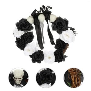 Decoratieve bloemen krans Halloween deur hangdecoraties decor bloem slingers slinger rozenkrans kunstmatige front zwart de dag enge huis