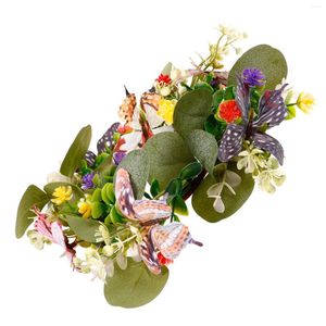 Decoratieve bloemen kranshouder ringen kransen lente decor voordeur blad blad plastic kunstmatige pilaar welkom