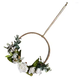 Couronne de fleurs décoratives, cerceau de fleurs florales, mur de porte de mariage, décor de lys en métal suspendu, couronnes de verdure, guirlande de roses avant de printemps