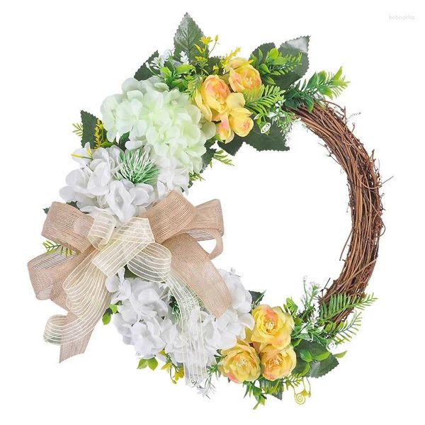 Fleurs décoratives lumières couronnes extérieures 40x40cm en osier à la maison fleur de décoration pour la porte ou la fenêtre des lettres de mur avec