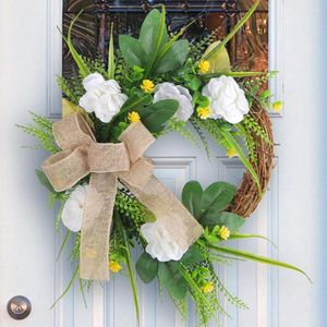 Flores decorativas coronas reutilizables decoración de primavera de color brillante puerta colgante de magnolia decoración del hogar