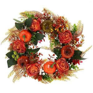 Decoratieve bloemen krans rozen slinger simulatie blad herfst decor pompoen voordeur versiering esdoorn plastic kunstmatige bladeren bloemen