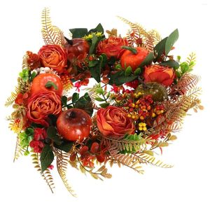 Fleurs décoratives couronne de couronne de scène décor décoration porte d'entrée suspendue eucalyptus feuille rose décorations simulation roses plantes automne saison automne saison