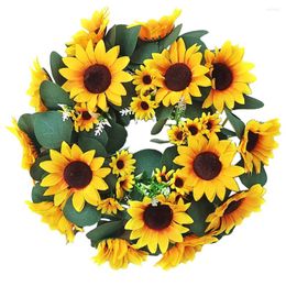 Fleurs décoratives couronne de tournesol décor de porte pendentif artificiales décorativas para sala suspendu faux printemps maison réaliste