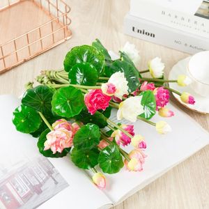 Decoratieve bloemen kransen 1/2/3 stks Mini Silk Artificial Lotus Leaf 7 Forks Diy Fake Plants voor Home El Garden Tafel Party Bruiloft Decorat