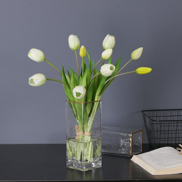 Couronnes de fleurs décoratives 1 Bouquet 5 têtes Mini tulipe fleur Real Touch mariage soie artificielle pour la maison fête jardin décoration