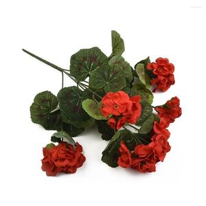 Fleurs décoratives couronnes 1 peloton de fleur de géranium artificiel pour / cour / cour / décoration de maison