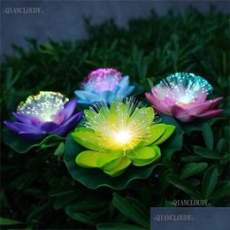 Decoratieve bloemen kransen 1 stuks kunstmatige led optische vezel waterdichte nepvijver bloemen licht lotus blad lelie kleurverandering wo dh4pr