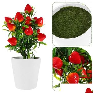 Decoratieve bloemen kransen 1 set potten fruit picks realistische stberry takken bonsai kunstmatige drop levering home tuin feestelijke par dhxcr