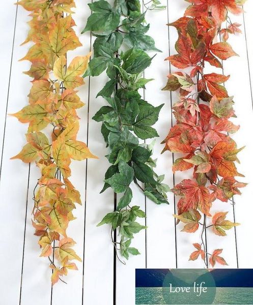 Couronnes de fleurs décoratives 1 tige 180cm (6 FT) Artificielle Parthenocissus Tricusp Creeper Vine Plastic Plant Home Wedding Decoration F4211