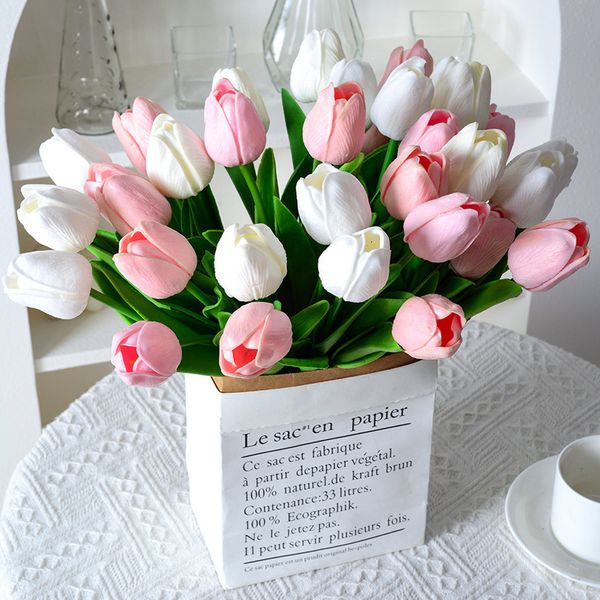 Couronnes De Fleurs Décoratives 10 Têtes Tulipe Artificielle Real Touch Convient Pour La Maison Chambre Bureau Fête De Mariage Décoration Fête Des Mères 230808