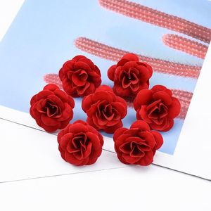 Fleurs décoratives couronnes 10 pièces artificielles en gros mariage Roses fleur mur décorations de noël pour la maison soie Scrapbook