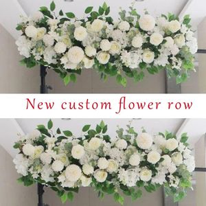 Decoratieve Bloemen Kransen 100CM Road Cited Kunstbloem Rij Bruiloft Supply Roos Pioen Muur Ijzeren Boog Achtergrond Arrangement Boog Nep Bloemen Decor DIY 231205