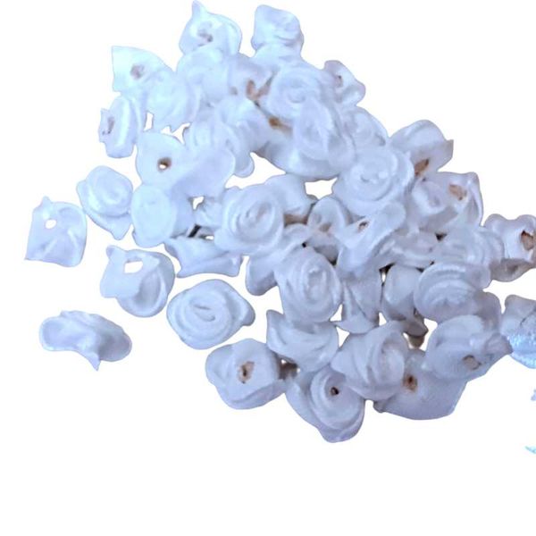 Couronnes De Fleurs Décoratives 100 pcs À La Main Blanc Ruban Rose Décoration De Mariage DIY Artisanat Vêtements Accessoires À Coudre Appliques 15 MM A665D