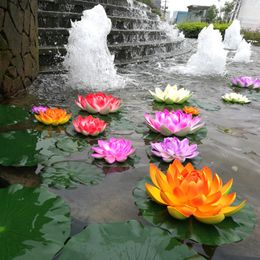Guirnaldas de flores decorativas 1018 cm flotante artificial loto planta falsa diy lirio de agua simulación loto decoración del jardín del hogar decoración al aire libre 230823