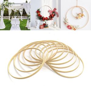 Couronnes De Fleurs Décoratives 1020pcs Rond En Bois Bambou Floral Cerceau DIY À La Main Cercle Couronne En Bois Macramé Artisanat Anneaux De Mariage Décoration 230625