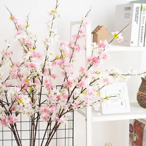 Couronnes de fleurs décoratives 105 cm fleurs de cerisier fleurs artificielles branche d'arbre soie rose blanc fausse plante chambre salon maison mariage bricolage décor floral 231207