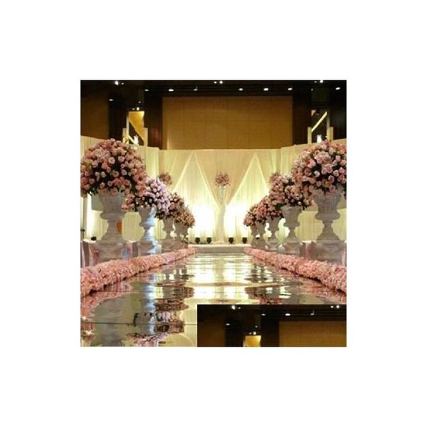 Couronnes De Fleurs Décoratives 10M Par Lot 1M De Large Brillance Sier Miroir Tapis Allée Coureur Pour Faveurs De Mariage Romantique Décoration De Fête Dhqkv