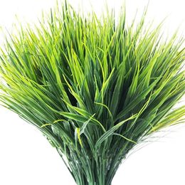 Decoratieve Bloemen Kransen 10pack Kunstmatige Hoog Gras Plant Outdoor UV-bestendig Tarwe Faux Struiken Fake Plants251w