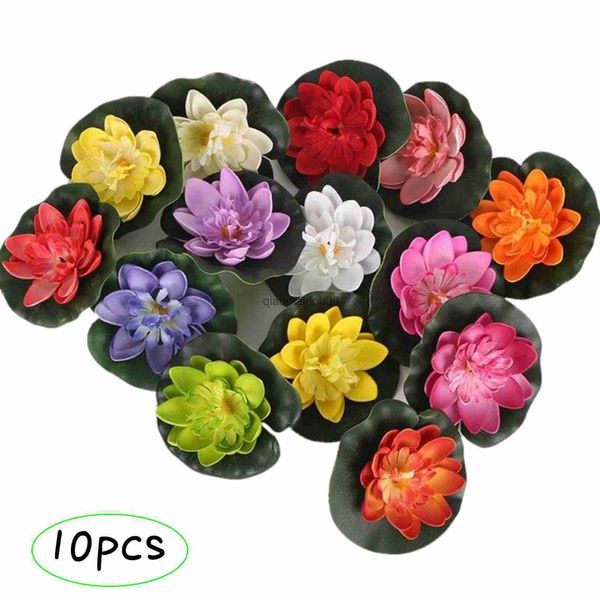 Flores decorativas Guirnaldas 10 piezas 10 cm Loto artificial flotante Planta falsa DIY Simulación de lirio de agua Alta calidad Incoloro Decoración del jardín del hogar HKD230818