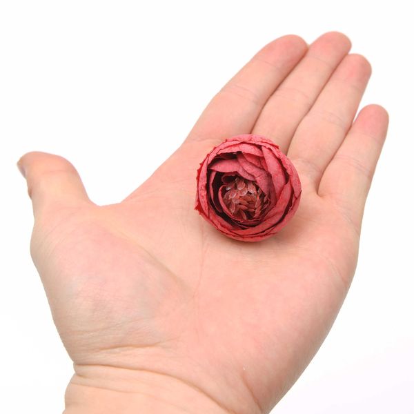 Guirnaldas de flores decorativas 10 unids 3-4 cm Mini Rose Bud Artificial Scrapbooking Seda Cabezas de flores para la decoración de la boda DIY Guirnalda Regalo Craft Flor falsa T230217