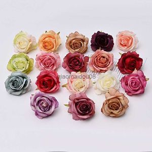 Couronnes De Fleurs Décoratives 10PCS 6.5CM Européenne Automne Rose De Mariage Décoration Murale Fleur Artificielle Vintage Poitrine Fleur Chapeau Fleur Accessoires HKD230818