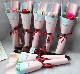 Fleurs décoratives couronnes 10pcs artificiel rose savon fleur petite amie Valentine039 day cadeau d'anniversaire avec feuille wEDD2558677
