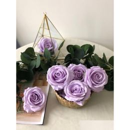 Couronnes De Fleurs Décoratives 10 Pcs Lavande Artificielle Rose Veet Tête Faux Pour La Maison Jardin De Mariage Fête D'anniversaire Décor Drop Deliver Dhmer