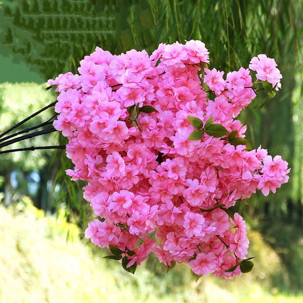 Couronnes de fleurs décoratives 10 pièces fleur de soie cerisier fleurs artificielles rose blanc cerisier décor à la maison fleur printemps accessoires de mariage fleur de cerisier 230313