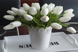 Fleurs décoratives couronnes 10pcs tulipes fleur artificielle pour décoration de maison réel touche faux tulipes de bouquet de jardin décor8355878