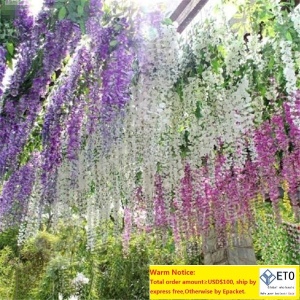 Couronnes de fleurs décoratives 110cm Great Gatsby, décoration de fleurs de jardin pour fête à domicile, élégante vigne de glycine en soie artificielle pour mariage ZZ