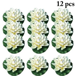 Dekorative Blumenkränze, 12 Stück, 18 cm, schwimmende Lotus-Kunstblumen, Hochzeit, Zuhause, Party, Garten, Pool, Dekorationen, DIY, Seerose, Hochzeit, künstliche Pflanzen, 231020