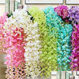 Guirnaldas de flores decorativas 12 piezas de glicina artificial 75 cm 110 cm vid falsa flor colgante larga Navidad para boda fiesta de cumpleaños Otmcn