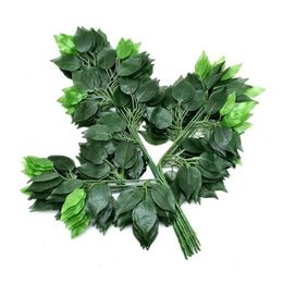 Guirnaldas de flores decorativas, 12 Uds., hojas artificiales, árbol de plástico, hoja de Ficus, ramas de Ginkgo Biloba, falso exterior para oficina DIY Ho284O