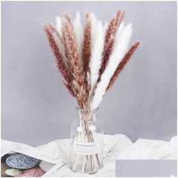 Couronnes de fleurs décoratives 15 pièces décor naturel séché Boho véritable herbe de Pampas plantes artificielles décoration de salle de mariage maison de noël D Dhz9W