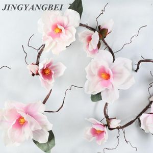 Couronnes de fleurs décoratives 185cm, vigne Magnolia artificielle en soie, rotin suspendu, décoration de maison, fausse décoration de mariage