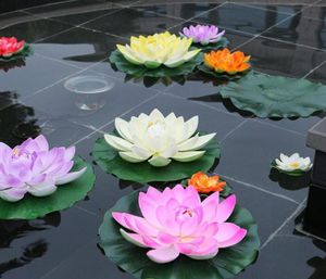 Couronnes de fleurs décoratives 18 cm flottant Lotus fleur artificielle Mariage maison fête décorations bricolage nénuphar Mariage faux Plan5283572