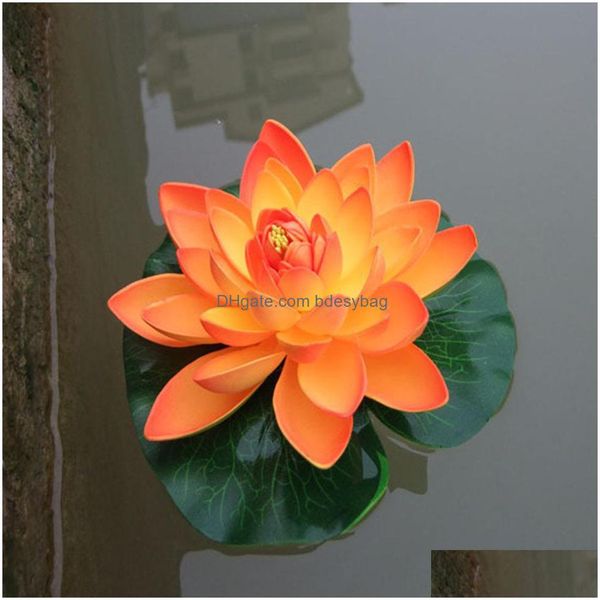 Flores decorativas coronas 18 cm flotante loto flor artificial decoraciones de fiesta en casa diy lirio de agua mariage plantas falsas dhcut