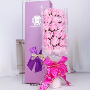 Couronnes de fleurs décoratives 18pcs / box Boîte-cadeau de savon rose Idées de cadeaux de fleurs de bain parfumées florales pour femmes filles maman anniversaires Saint-Valentin D