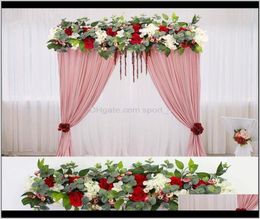 Decoratieve bloemen kransen 1m groen planten feest bruiloft boogdeur raamstation decor weg lood kunstmatige bloem rijloper 3458511