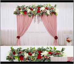 Fleurs décoratives couronnes 1m Greenery plantes Party Wedding Arch Porte Porte de fenêtre Décor Road Road Artificial Flower Row Runner 5379762