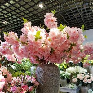 Fleurs décoratives couronnes 1 mètre fleurs de cerisier artificielles soie Sakura branches faux Long Bouquet bricolage maison mariage Decoration209M