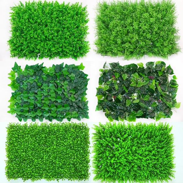 Flores decorativas Guirnaldas 1pc 40 60cm Hierbas artificiales Plantas Pared Césped falso Enredaderas Hoja Hierba Flor Follaje para el jardín del hogar D