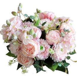 Fleurs décoratives couronnes 1pc artificiel fleur en soie rose Ventes chaudes pour vase jardin arc arche de mariage bouquet de mariée de Noël garland bricolage décoration cadeau